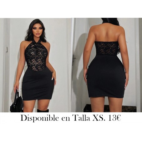 Vestido De Cuello Halter Con Encaje