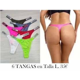 6 Uds. Tangas Sexys, Panties Íntimos De Cintura Baja Con Amor De Diamantes De Imitación, Lencería Y Ropa Interior Para Mujeres