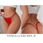 Tanga sexy con corazón de metal enlazado y adorno de lazo en la parte delantera