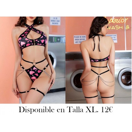 Conjunto de lencería inalámbrico impreso y sexy para mujeres, en 4 piezas