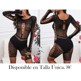 Body de malla sexy para mujer, de una pieza