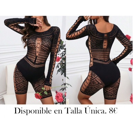 Body de malla sexy para mujer, de una pieza