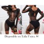 Body de malla sexy para mujer, de una pieza