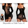 1 pieza vestido babydoll sexy negro para mujer con manga larga