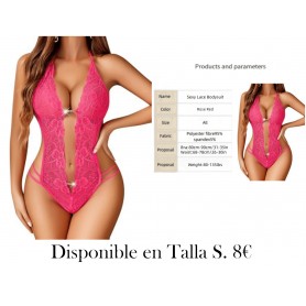 1 Pieza Traje de una sola pieza sexy de encaje para mujer, lencería sexy semi-transparente