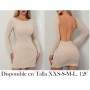 Vestido de manga larga minimalista de unicolor con espalda desc