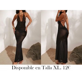 Vestido sencillo de tejido de malla de color liso, corte entallado, escote en V profundo y diseño sin espalda para mujeres