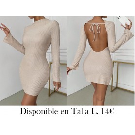 Vestido corto sin espalda de punto texturizado en albaricoque para m