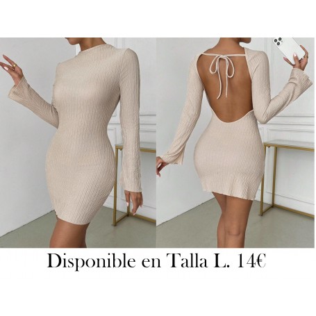 Vestido corto sin espalda de punto texturizado en albaricoque para m