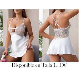 Camisón sexy de damas con escote de pico profundo, cuello de encaje y estampa floral romántica