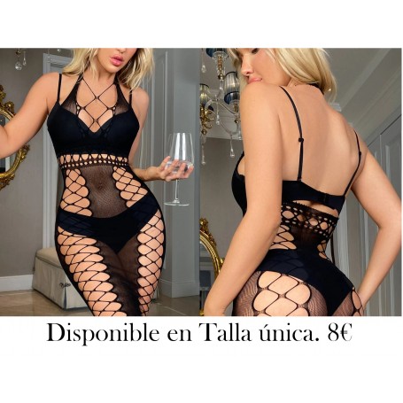 Vestido ajustado de malla con abertura halter sin forro