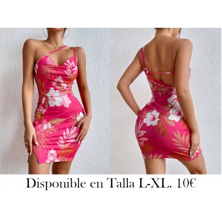 Vestido con estampado floral de un hombro bajo con abertura