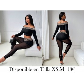 Conjunto de 2 piezas sexy negro de mujer