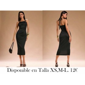 Vestidos de otoño para mujer con halter, volantes en la cintura y longitud midi