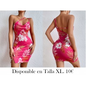 Vestido con estampado floral de un hombro bajo con abertura