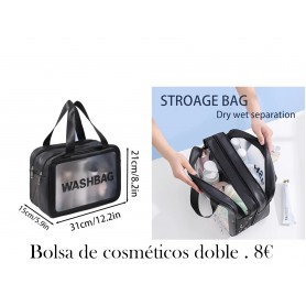 Bolsa de cosméticos de doble cremallera, bolsa de almacenamiento de natación deportiva con separación seca y húmeda