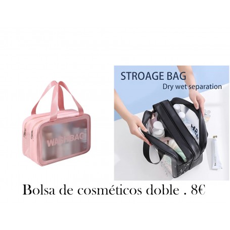 Bolsa de cosméticos de doble cremallera, bolsa de almacenamiento de natación deportiva con separación seca y húmeda