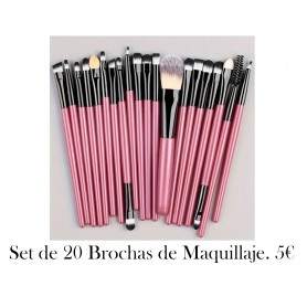 Set de 20 Brochas de Maquillaje con Cerdas Sintéticas Suaves