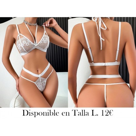 Conjunto De Ropa Interior Calada De Encaje Sexy Para Mujer