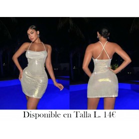 Vestido Brillante Con Cuello Halter Para Mujer Adecuado Para Discotecas Y Conciertos