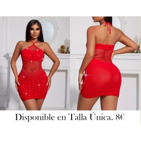 Vestido con diseño ajustado con cuello halter, sin lencería ni calzoncillos, ropa sexy para mujer