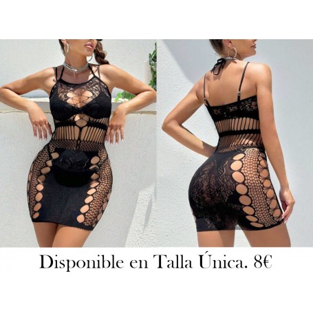 1 pieza Conjunto de vestido de lencería sexy de malla para mujeres