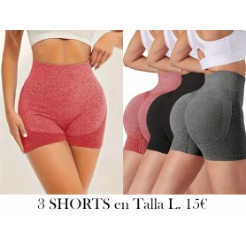 Conjunto de 3 piezas de Shorts de Yoga de Cintura Alta