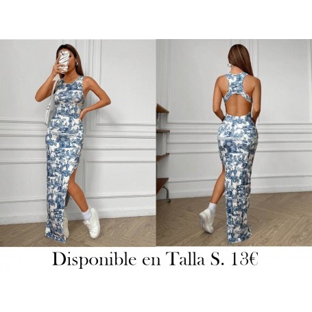 Vestido largo de mujer sin mangas ajustado tipo ajustado con estampado