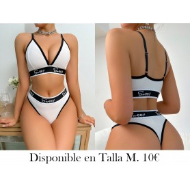 Conjunto De Ropa Interior Con Web De Letras Para Mujer