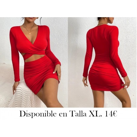 Vestido Ajustado Con Pliegues Recortados