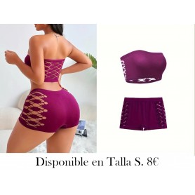 Conjunto de lencería sexy, bandeaus y bragas sin tirantes, sin costuras, lisos, lencería y ropa interior para mujer