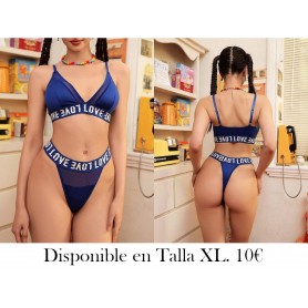 Conjunto de lencería para mujer, sosten y ropa interior tipo tanga con tirantes