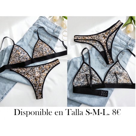 2 piezas Conjunto de lencería sexy para mujer (Sujetador sin aro, Tanga)