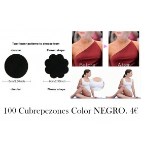 100 Piezas Cubrepezones Desechables, Pezones Adhesivos En Forma De Flor Para Pechos Color NEGRO