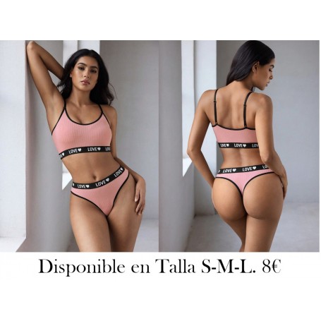 Conjunto de ropa interior deportiva para mujer, sostén y bragas impresos con borde para yoga y uso diario