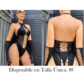 Vestido negro con aberturas sin bikini