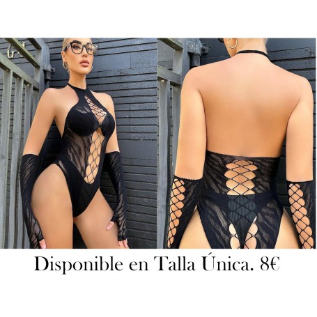 Vestido negro con aberturas sin bikini