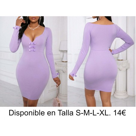 Vestido de Body con botones frontales de manga larga y diseño sencillo para mujer