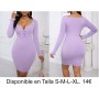 Vestido de Body con botones frontales de manga larga y diseño sencillo para mujer