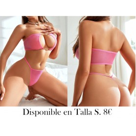 Conjunto de lencería sexy para mujer de unicolor con decoración de cadena