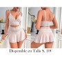 Conjunto sexy de lencería de encaje inalámbrico y malla para mujer, 2 piezas