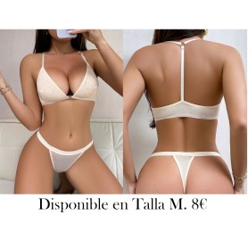 2 piezas/Set de sujetador y pantie de malla transparente para mujer