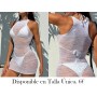 Vestido de playa transparente con cuello redondo MALLA BLANCA