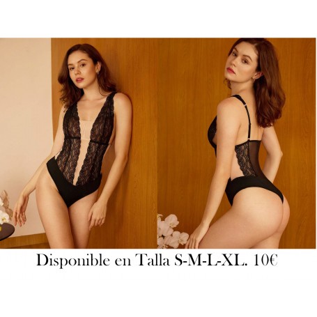 Body de lencería para mujer con bloque de color, malla y encaje de contraste sexy