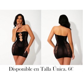 Vestido de lencería ajustado y de unicolor con diseño sin tirantes y transparencias en el Body