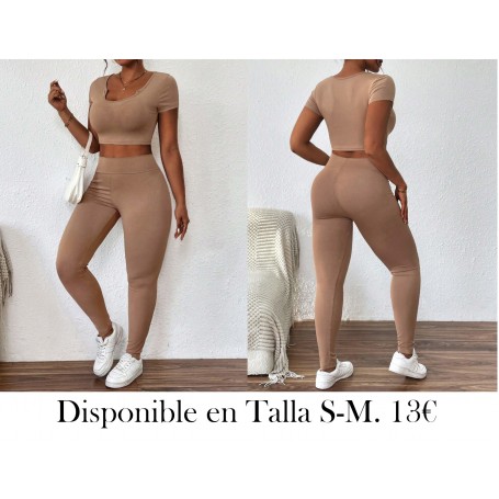 Conjunto de camiseta de manga corta con cuello de solapa de unicolor para mujer y pantalón, verano