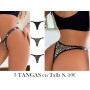 Conjunto de lencería de 3 piezas/set con decoración de rhinestone y estampado de leopardo, tanga sexy