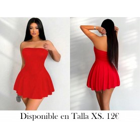 Vestido Sin Tirantes De Color Sólido Para Mujer