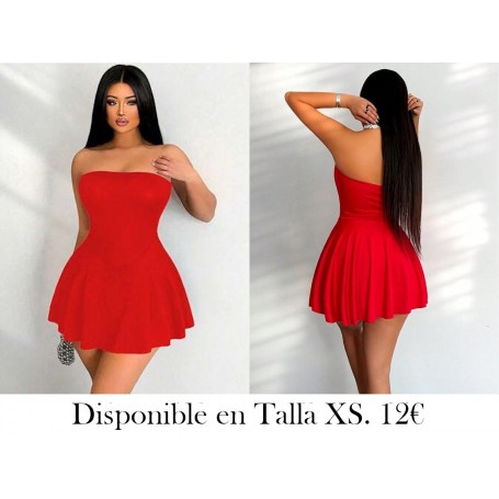 Vestido Sin Tirantes De Color Sólido Para Mujer