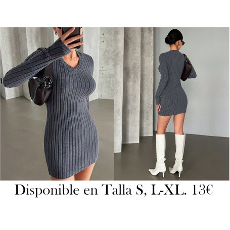 Vestido de manga larga con forro polar para mujer